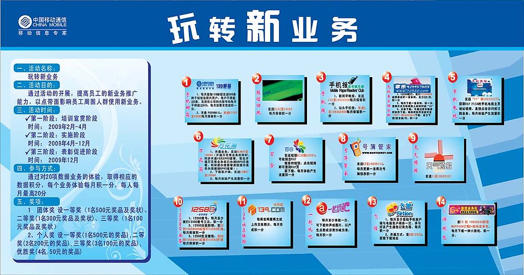 中国移动玩转新业务版报矢量图